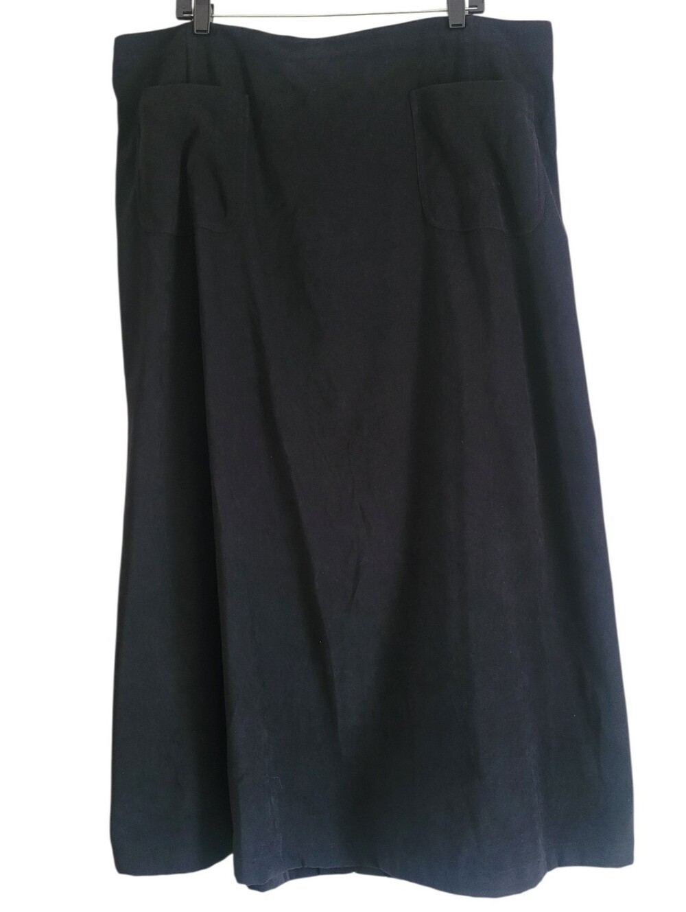 Denim & Co Midnight Black Lightweight Velour Midi Maxi Skirt Wmn Plus 3X Modest